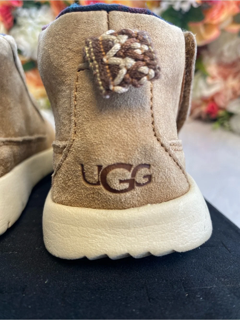 UGG Kristjan Chukka Toddler Boots Chestnut Suede Plaid Lined US Size 12